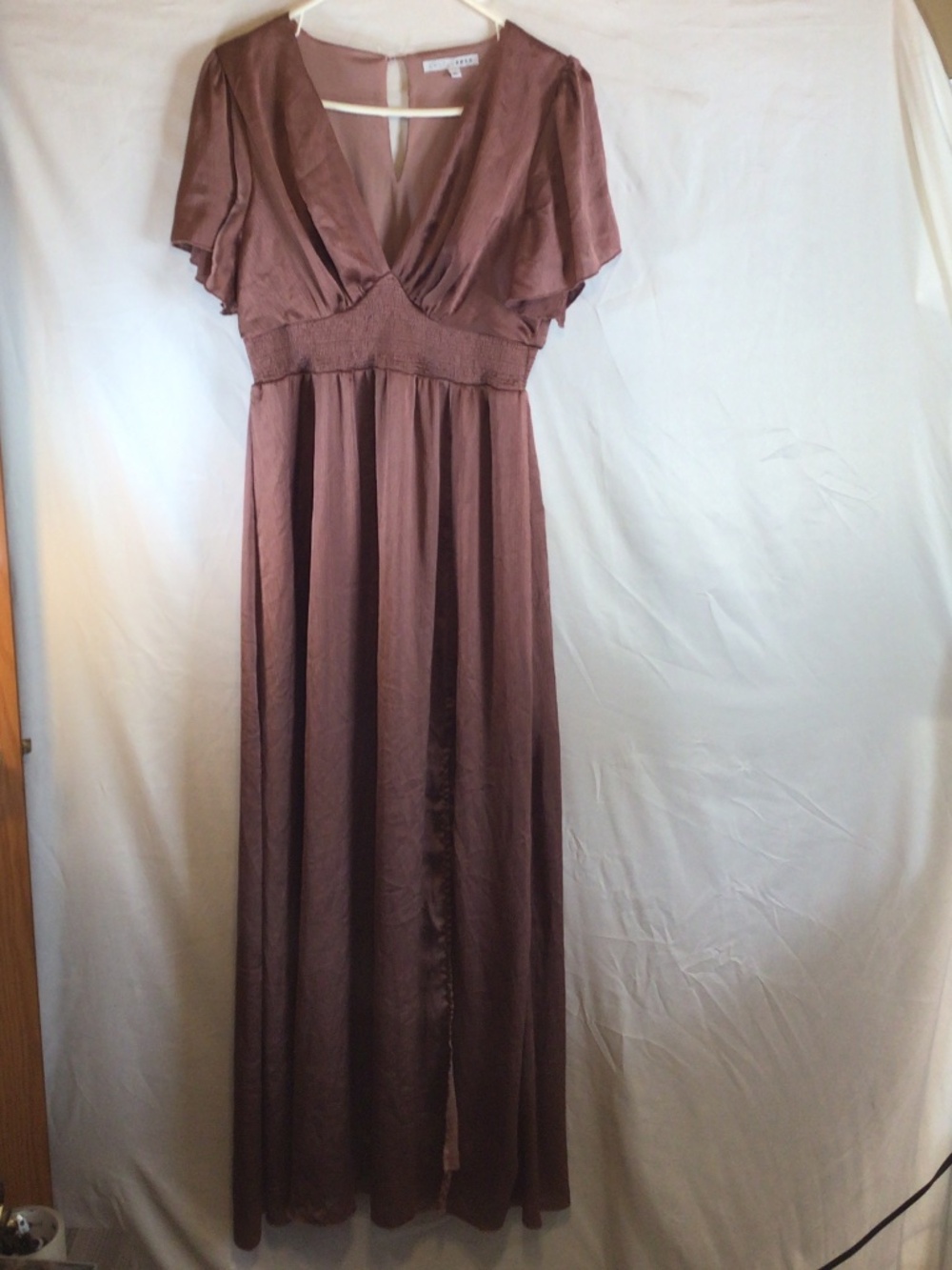baltic born women prague satin maxi dress brown size XL wedding guest elegant